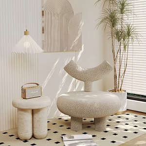 Cream wind single sofa lazy sofa leisure chair combination 3d model