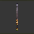 Fantasy Decorative Sword With Green Blade Intricate Golden Patterns And Purple Hilt