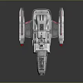 Futuristic White Spaceship Design With Red Blue Thrusters And Wing Structures