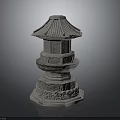 Traditional Stone Pagoda Style Architectural Structure With Carved Base And Roof