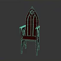 Unique Red Armchair With Cross Shaped Cutout Backrest And Decorative Design