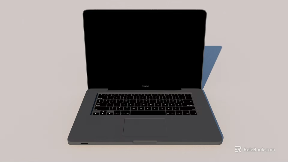 Dell Laptop With Black Screen And Keyboard Open On Gray Background 3d model