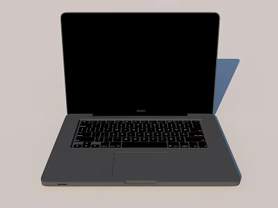 Dell Laptop With Black Screen And Keyboard Open On Gray Background 3d model