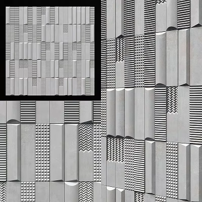 Modern Bathroom Accessories With Textured Gray Wall Panels Design Elements 3d model