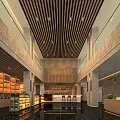 Tobacco and Liquor Store Interior Design With Wooden Ceiling Marble Walls Display Shelves and Counter