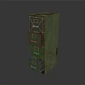 Vintage Green Filing Cabinet With Four Drawers And Industrial Design
