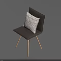 Black Leisure Chair with White Pillow Featuring Small Black Patterns and Golden Legs Modern Design