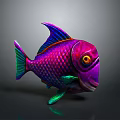 Colorful Aquatic Fish With Vibrant Purple Blue Green Scales And Artistic Design