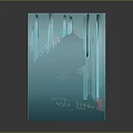 Cartoon Underwater Scene Inside Transparent Blue Cube With Pink Seaweed And Small Fish