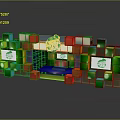 Vibrant Display Structure Composed Of Colorful Cubes With Super Bowl Logo And Bright Tones