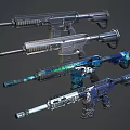 Modern Tactical Rifles Showcasing Various Colorful Designs And Detailed Metal Finishes