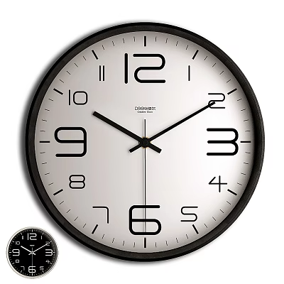 Stylish Modern Wall Clock With Black Frame White Dial Clear Numbers For Home Decor 3d model
