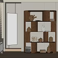 Modern Wooden Decorative Cabinet with Ceramic Vases Books and Decorative Items