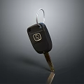Black Car Key With Key Ring And Remote Buttons On Dark Background 3d model