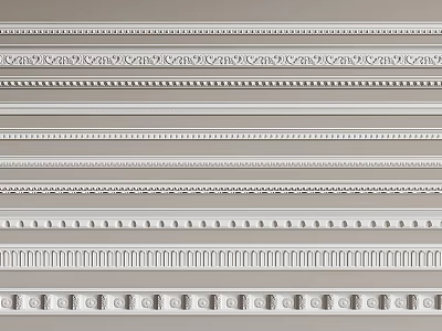 Various Plaster Ceiling Moldings with Intricate Decorative Patterns for Home Interior 3d model