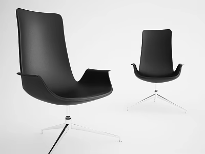 Modern Black Single Chair With Curved Backrest And Metal Base Design 3d model