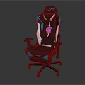 Ergonomic Modern Gaming Chair With Stylish Turquoise Purple Accents And Back Logo