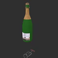 Green Wine Bottle With Label And Wine Glass Near Corkscrew On Dark Background