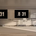 100 Inch and 85 Inch Stand Mounted TVs Displaying 8 31 Time in Modern Room