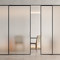 Modern sliding door frosted glass sliding door 3d model