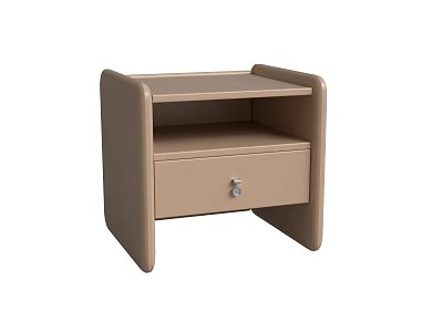 Modern Beige Bedside Table With Single Drawer And Simple Elegant Design 3d model