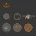 Various Designed Round Decorative Components With Textures Holes And Pointer Gauge
