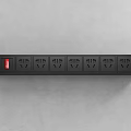 Black Switch Panel With Multiple Outlets Red Indicator Light And Green Decorative Strips 3d model