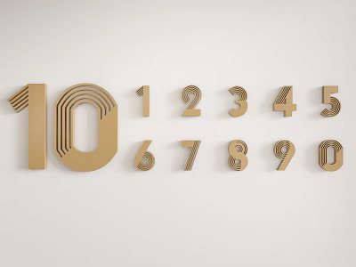 Golden Number Hanging Ornaments 0-9 Stylish Numerical Decorative Wall Decor for Home Decoration 3d model