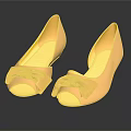 Yellow Peep Toe Flat Shoes With Bow Detail In Stylish Fashion Design