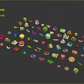 Colorful Assorted Foods Including Cakes Fruits And Desserts On Black Background