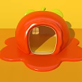 Cute Red Tomato Shaped Photo Spot With Dripping Base And Yellow Background