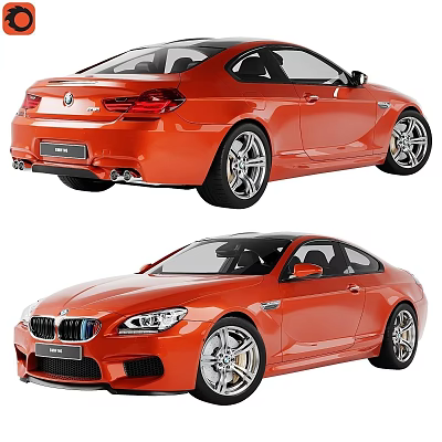 Orange BMW Coupe Sporty Design With Alloy Wheels Front And Rear View 3d model