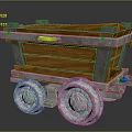 Vintage Wooden Mine Train Cart With Metal Frame And Large Wheels
