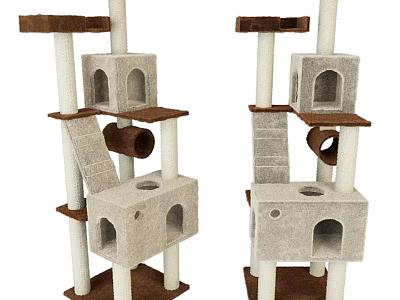Multi Level Cat Tree With Platforms Condos Tunnels And Stairs 3d model