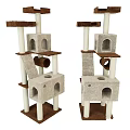 Multi Level Cat Tree With Platforms Condos Tunnels And Stairs 3d model