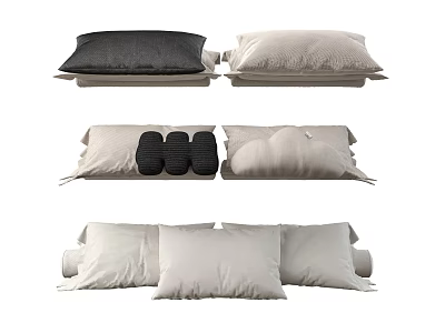 Black and White Decorative Pillows with Various Textures Shapes and Designs for Home Decor 3d model