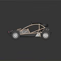 Open Frame Off Road Dune Buggy With Black Beige Exterior Roof Lights And Large Tires