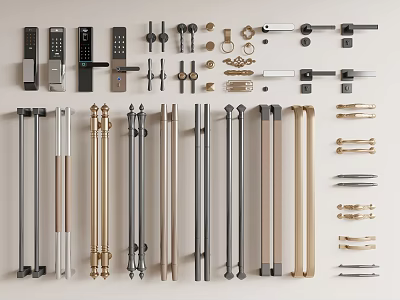 Various Modern And Classic Door Handles With Different Materials For Home Use 3d model