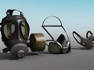 Firefighting Equipment Featuring Different Types Of Protective Gas Masks And Safety Gear 3d model