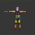 Game Movie Character In Yellow Blue Work Uniform Safety Helmet And Tool Standing Arms Outstretched