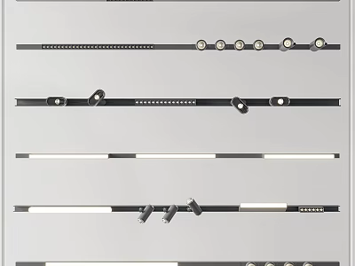 Downlights and Spotlights with Various Modern Designs Linear Arrangements and Black White Styles 3d model