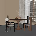 Dining Table and Chair Combination Dining Chair Round Dining Table 3d model
