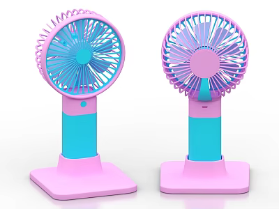 Cute Handheld Portable Fans with Pink Blue Design for Daily Home Office Use 3d model