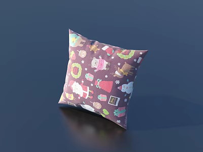 Cute Cartoon Patterned Throw Pillow With Colorful Designs For Home Decoration 3d model