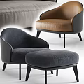 Stylish Gray Velvet And Brown Leather Accent Chairs With Armrest And Black Metal Legs