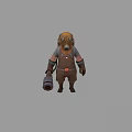Game Movie Character 3D Model With Detailed Design Wearing Brown Overalls Goggles And Holding Lantern