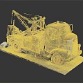 Rusty Vintage Functional Rescue Truck With Crane And Red Wheels