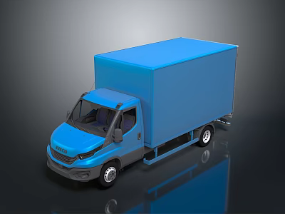 Blue Box Truck Commercial Cargo Transport Vehicle With Smooth Exterior Design 3d model