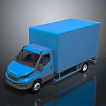 Blue Box Truck Commercial Cargo Transport Vehicle With Smooth Exterior Design