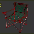 Stylish Green Folding Lounge Chair With Red Accents And Metal Frame Design